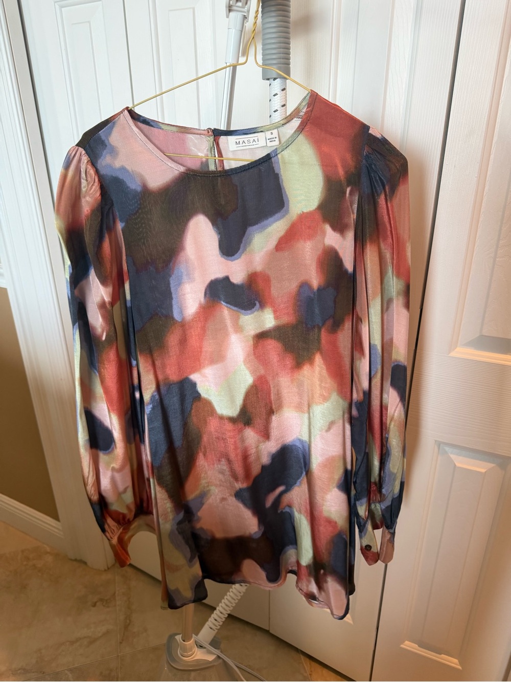 Masai Pink Multi-Color Long Sleeve Sheer Blouse